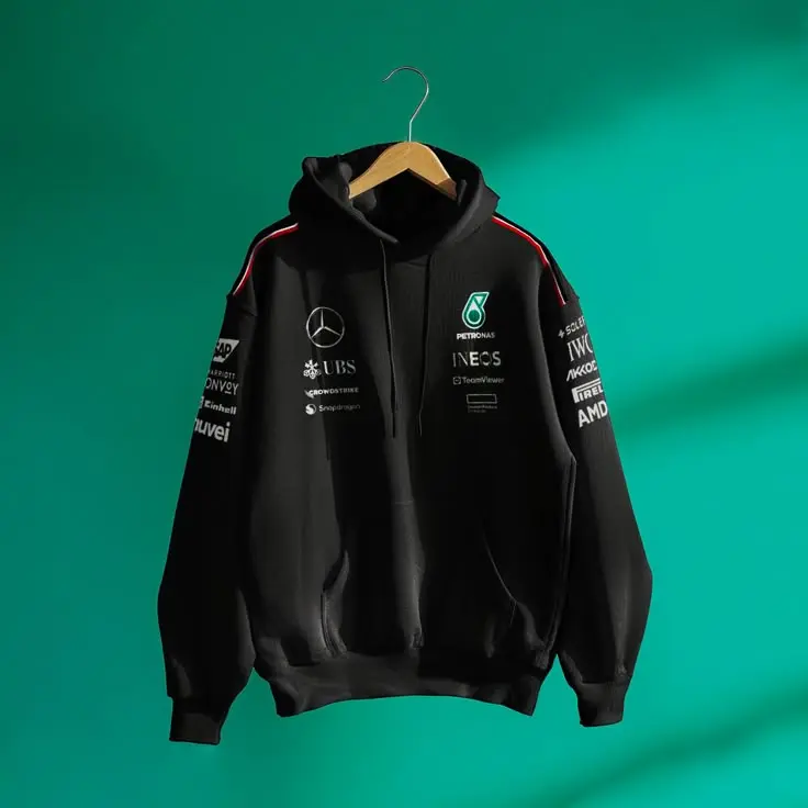 Mercedes F1 Team Black Zipper Hoodie